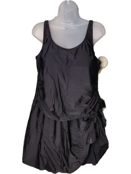 Eomenie Other - Plus Size Swim Dress 20W Black Tank Wide Straps Built-in Bra Lined Modest Fit